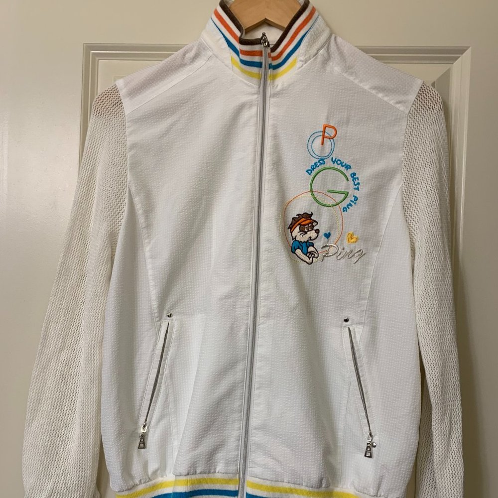 Vintage Ping Golf Zip Up Jacket Women's Small, White w/ Embroidery